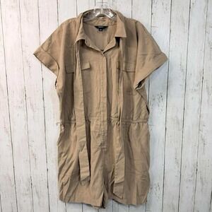 Simply Vera Vera Wang Women's Romper Jumpsuit Beige Short Sleeve Size XXL